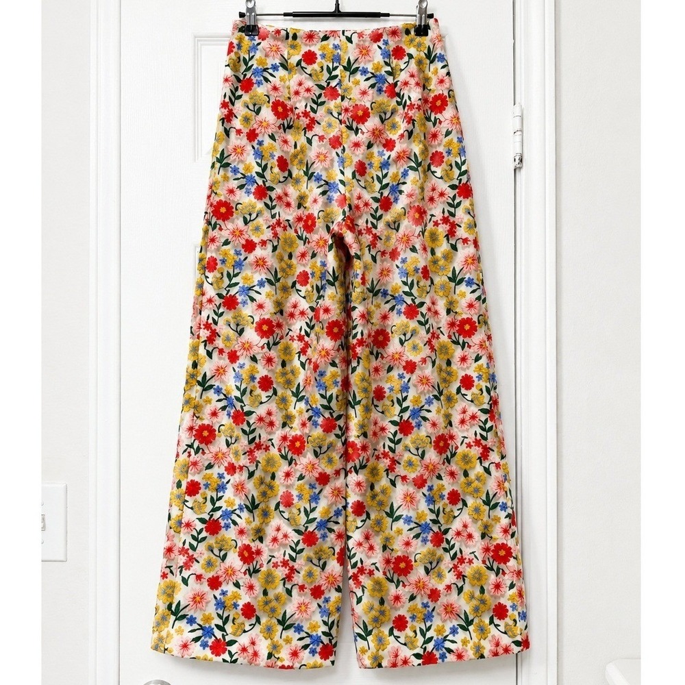 Antonio Melani x The Nat Note Nellya Embroidered Floral Mesh Cropped Wide Leg 2 - Picture 3 of 7